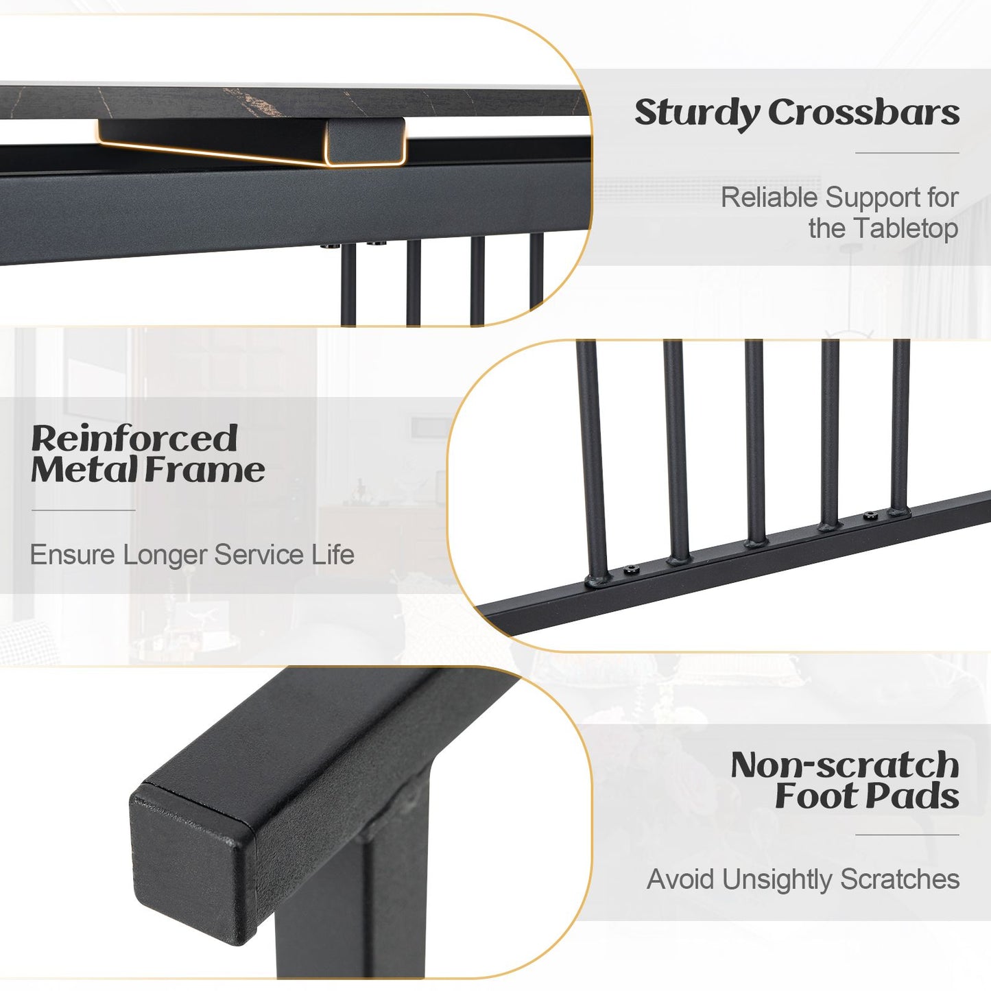 120Cm Console Table Narrow Entryway Table with Faux Marble Tabletop