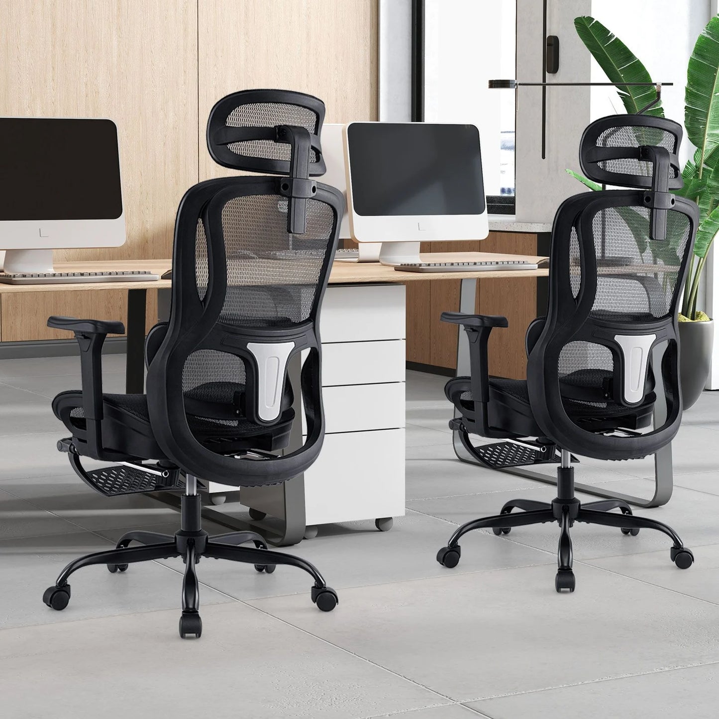 Ergonomic Office Chair Swivel Computer Desk Chair with Rotating Headrest