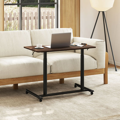 C-Shaped Mobile Standing Desk with Adjustable Height and Lockable Wheels