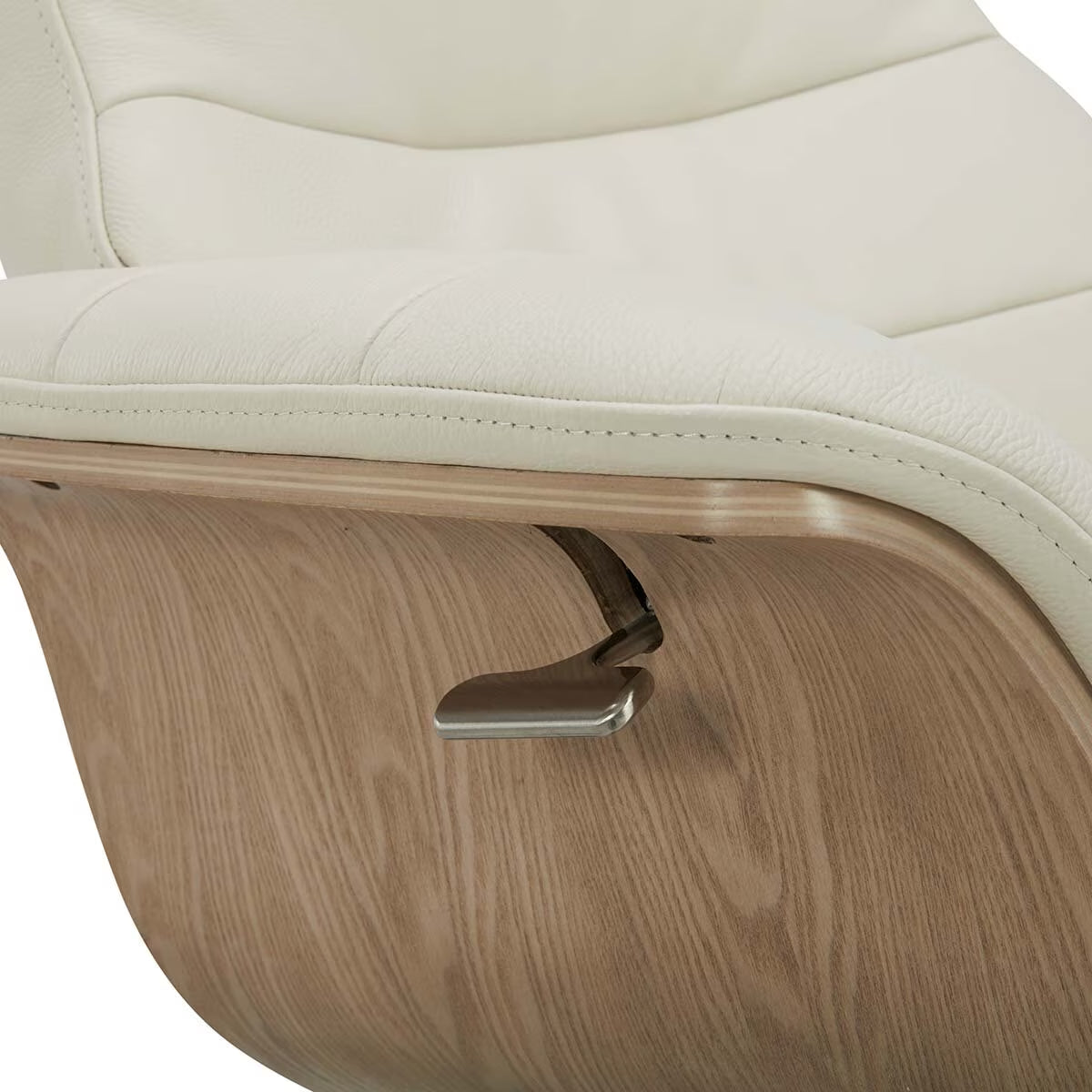 Karma Cream Top Grain Leather Swivel Chair with Ottoman