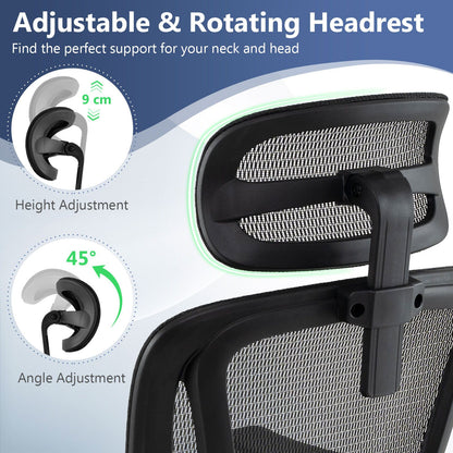 Ergonomic Office Chair Swivel Computer Desk Chair with Rotating Headrest