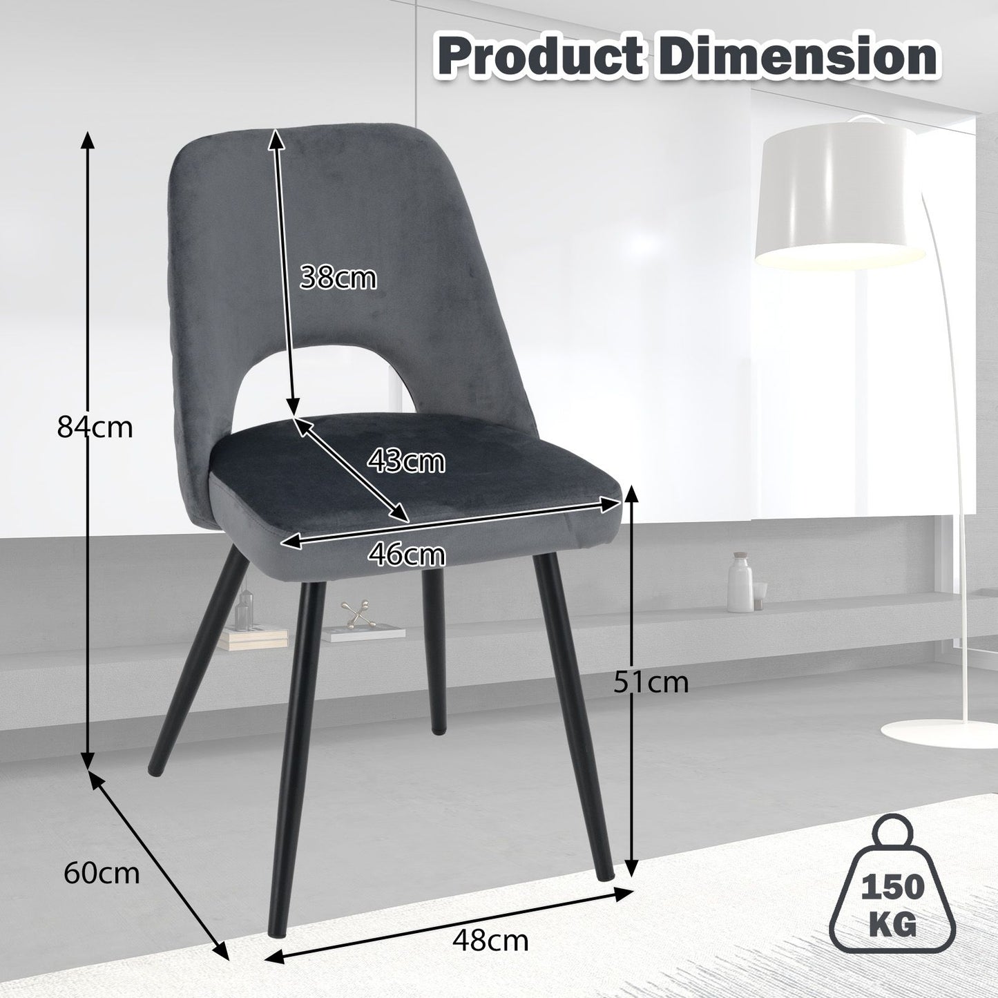 Set of 2 Upholstered Living Room Chair with High-Density Sponge Cushion