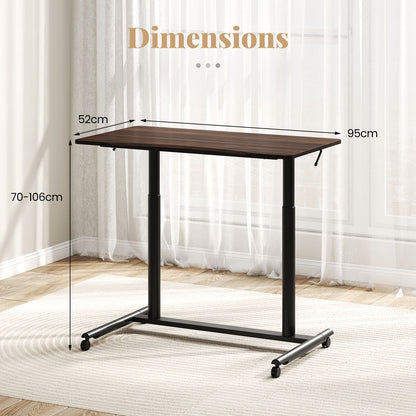 C-Shaped Mobile Standing Desk with Adjustable Height and Lockable Wheels