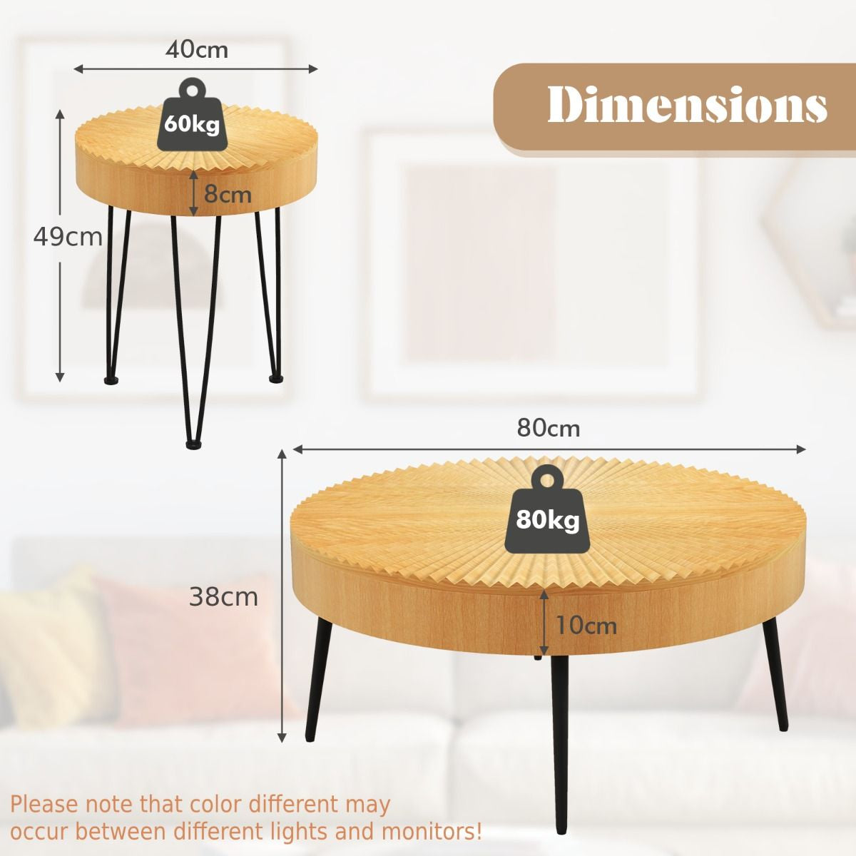 Set of 2 Boho Farmhouse Coffee Table