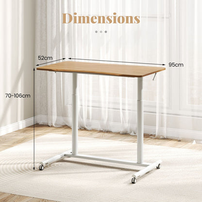 C-Shaped Mobile Standing Desk with Adjustable Height and Lockable Wheels