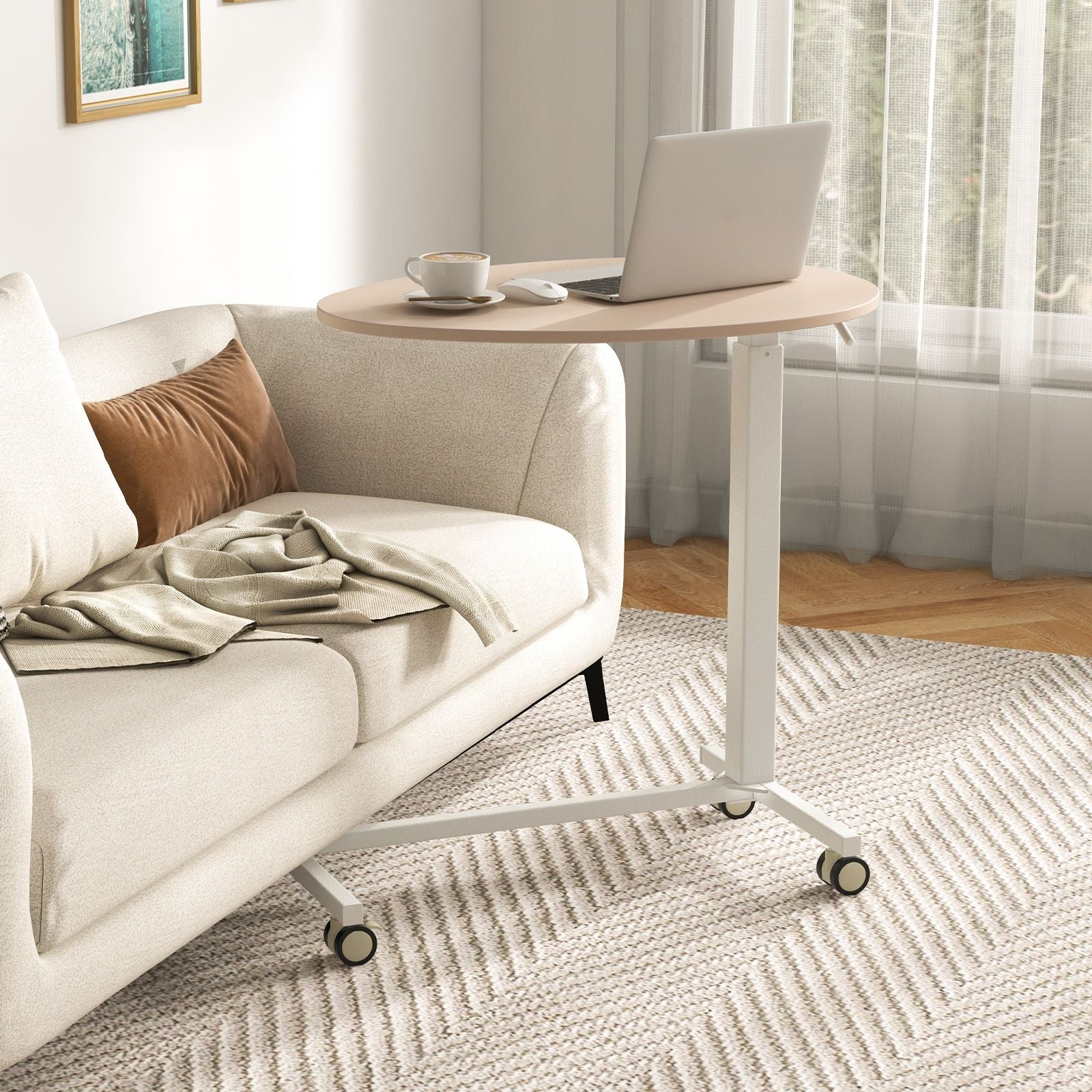 Mobile Standing Desk with Pneumatic Lift