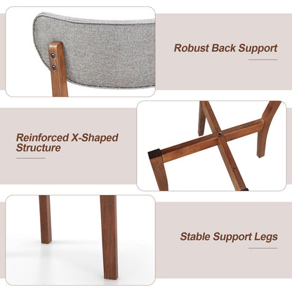 Upholstered Mid-Back Chairs with Solid Rubber Wood Frame