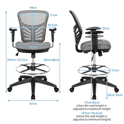 Mesh Drafting Chair with Adjustable Footrest