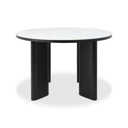 Alisa round Sintered Stone Dining Table + 4 Grey Chairs