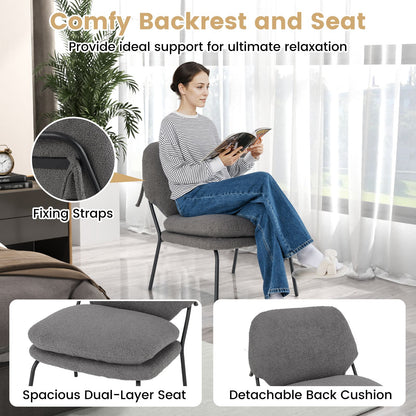 Armless Accent Chair Teddy Fleece Fabric Upholstered Leisure Chair