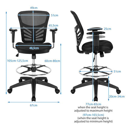 Mesh Drafting Chair with Adjustable Footrest
