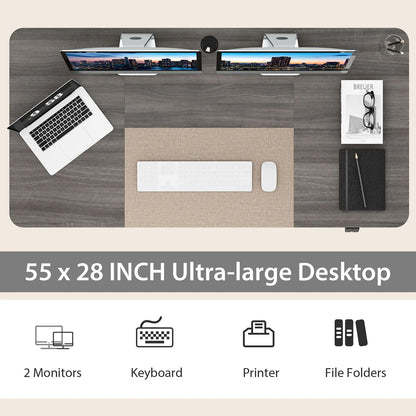 Height Adjustable Home Office Computer Desk with Headphone Hook