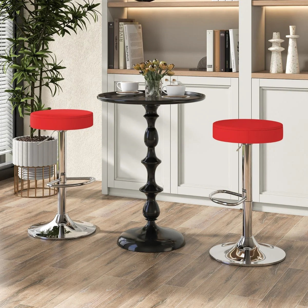 Height-Adjustable Bar Stool Set of 2 with Footrest
