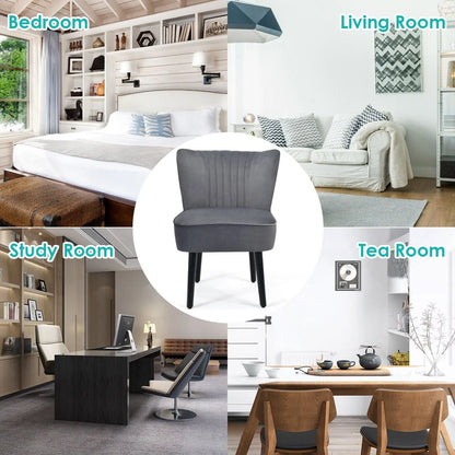 Velvet Accent Chair Set of 2 Modern Leisure Chair with Rubber Wood Legs