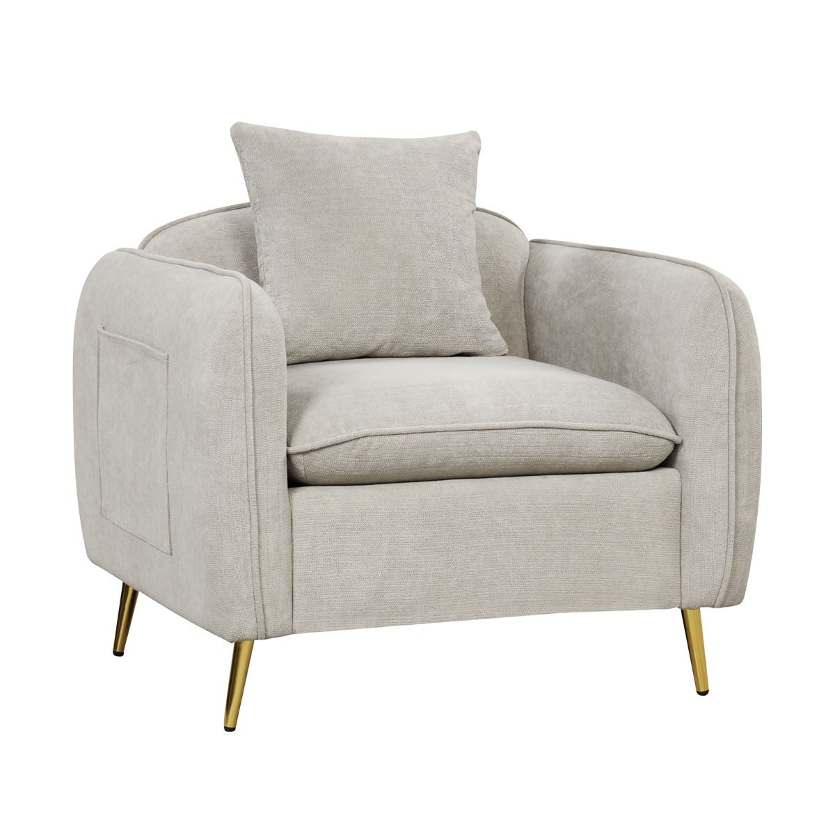 Chenille Velvet Accent Chair with Golden Metal Legs