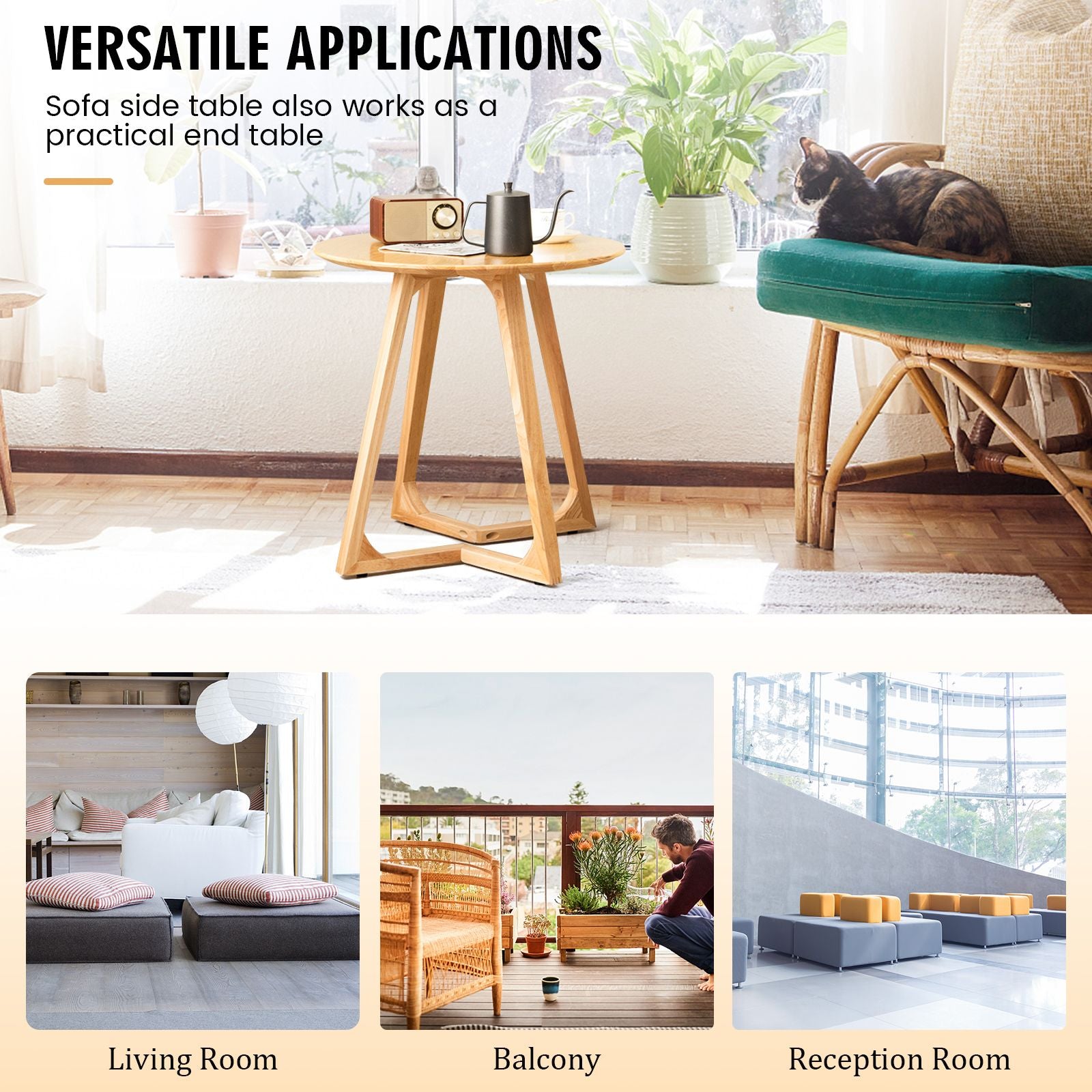 24" round Coffee Table with V-Shaped Legs for Lamps