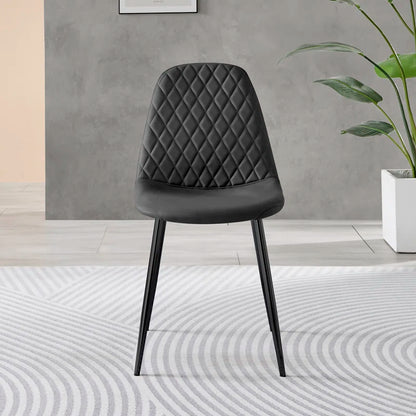 Corova Faux Leather Modern Dining Chairs with Metal Tapered Legs & Diamond Stitching