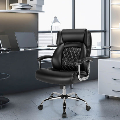 Leather Office Chair with Rocking Mode and Armrests