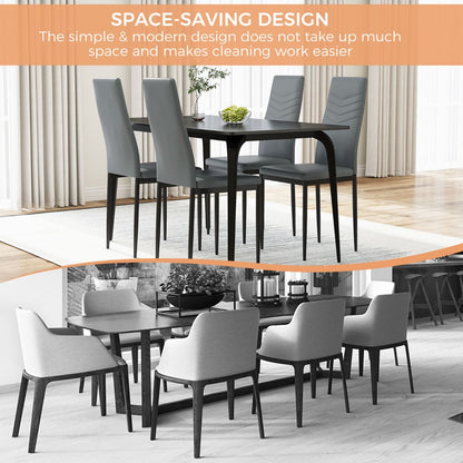 4 PCS Armless Side Chairs with Upholstered Cushion and Sturdy Metal Frame