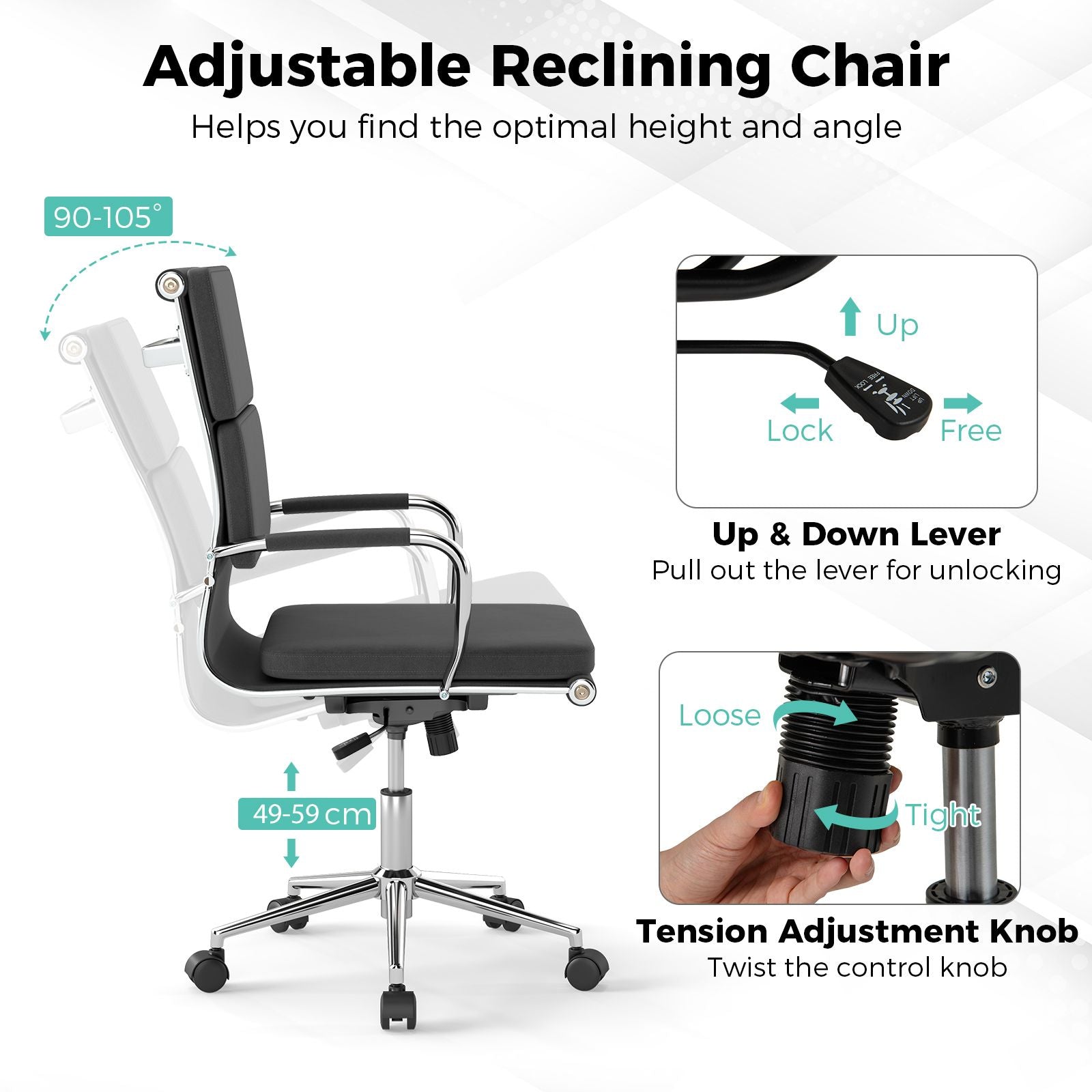 Modern Leatharire Conference Chair with Rocking Backrest