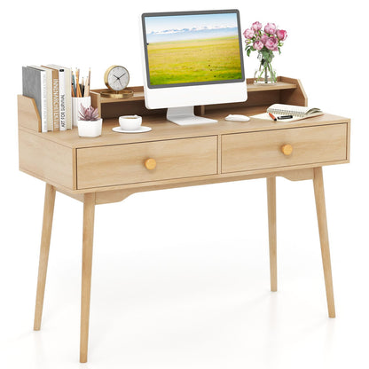 120 CM Writing Desk with Hutch and Drawers for Bedroom