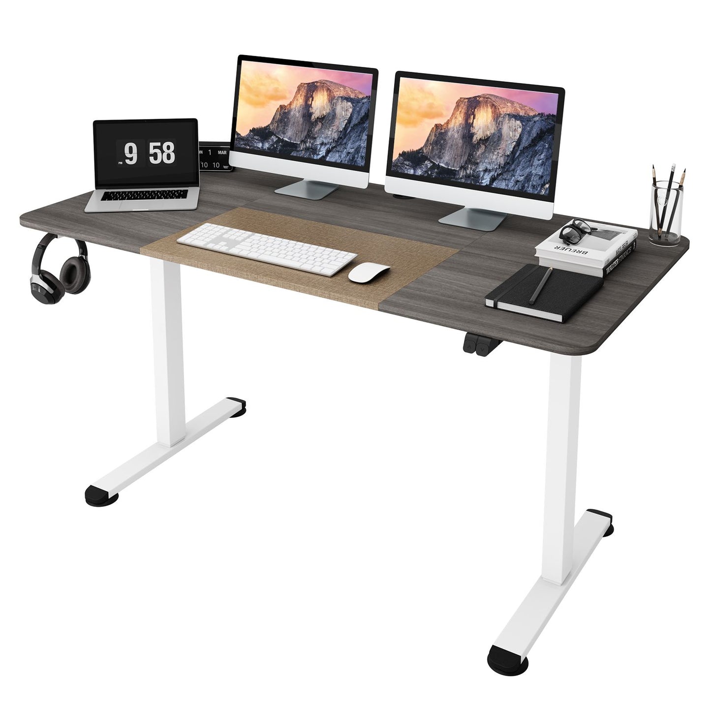 Height Adjustable Home Office Computer Desk with Headphone Hook