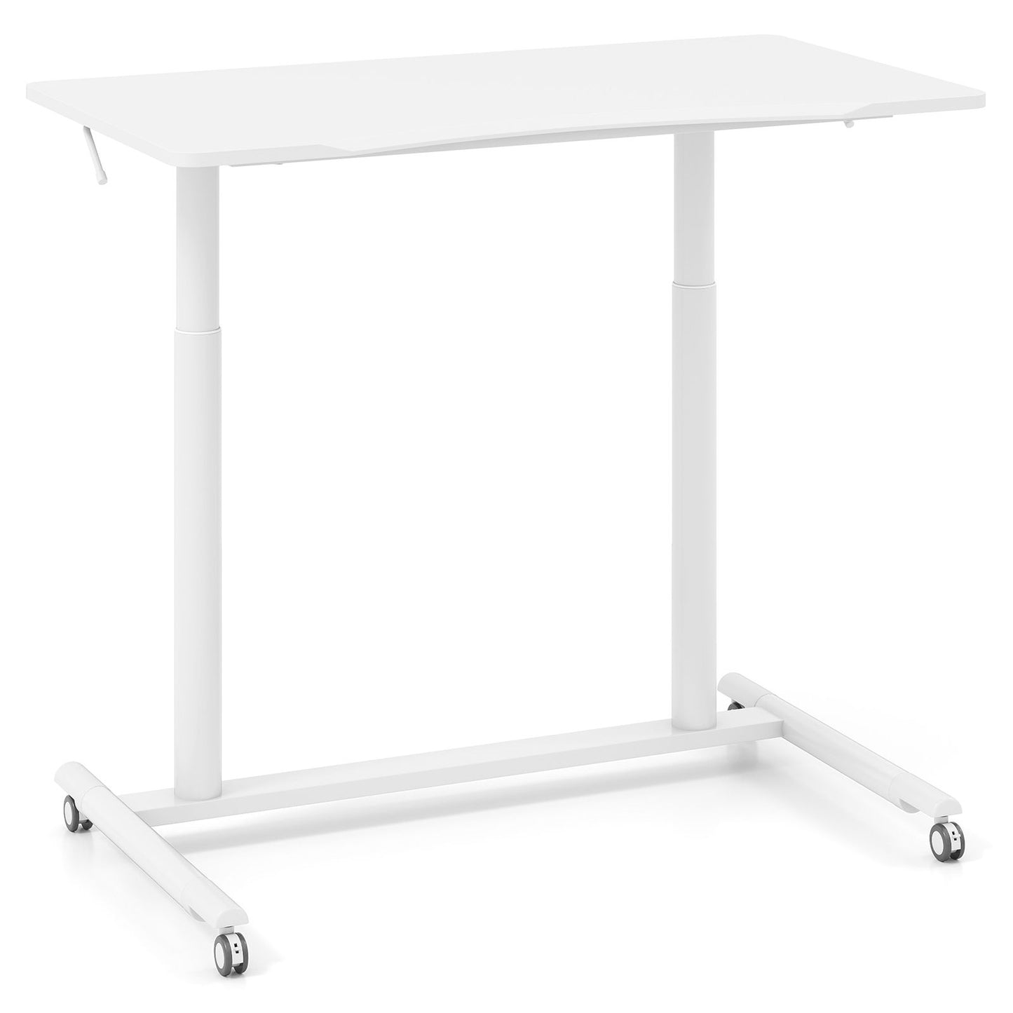 C-Shaped Mobile Standing Desk with Adjustable Height and Lockable Wheels