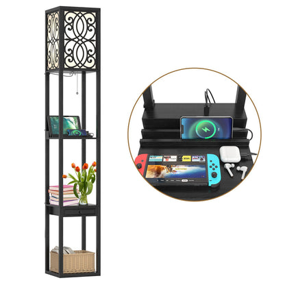 3-Layers Free-Standing Light with 2 USB Charging Ports and Storage Drawer