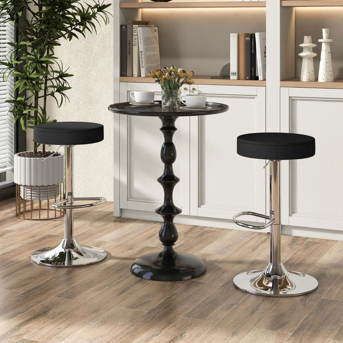 Height-Adjustable Bar Stool Set of 2 with Footrest