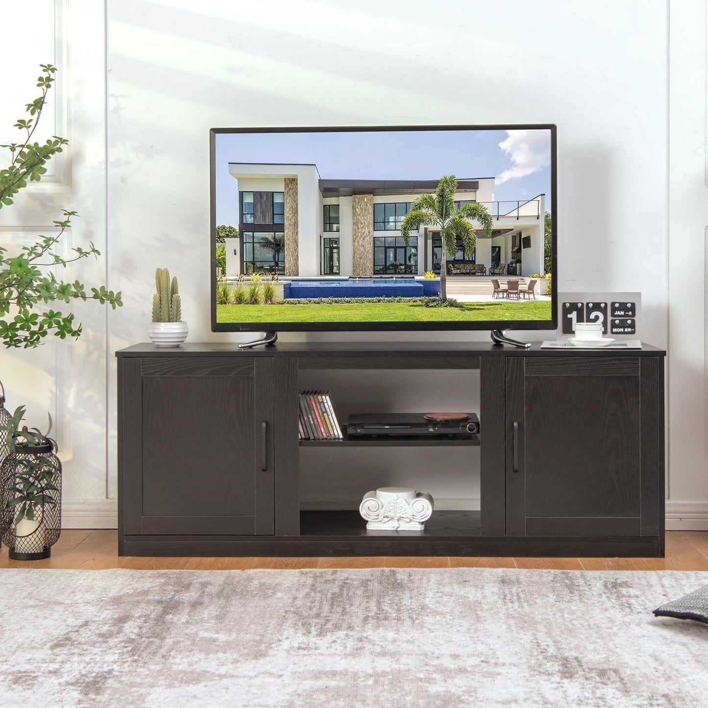 TV Stand for 65-Inch Tvs with Storage Cabinets and Adjustable Shelves