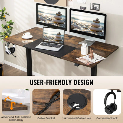 Height Adjustable Home Office Computer Desk with Headphone Hook