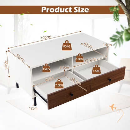 Rectangle Sofa Tea Table with Sturdy Metal Legs for Home Office