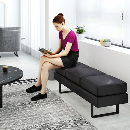 Waiting Room Bench Seating with 3 Seats and Metal Frame Leg