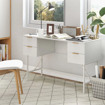 Modern Computer Desk with 4 Drawers and Storage