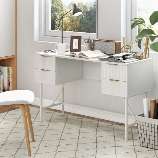Modern Computer Desk with 4 Drawers and Storage