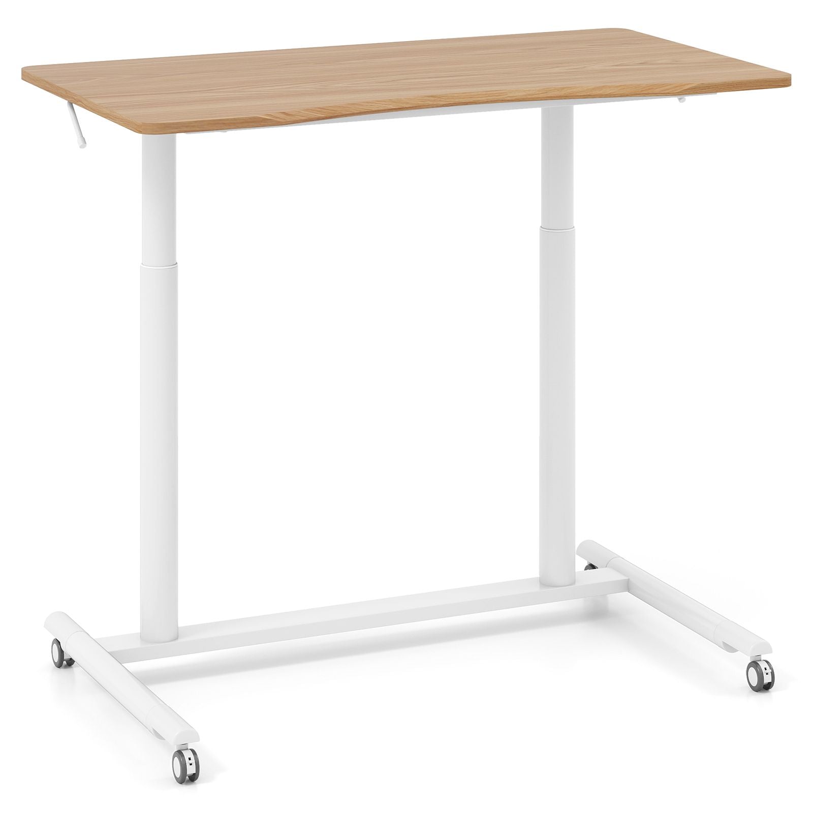 C-Shaped Mobile Standing Desk with Adjustable Height and Lockable Wheels
