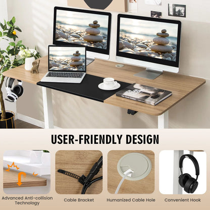 Height Adjustable Home Office Computer Desk with Headphone Hook