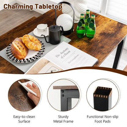 3 Pieces Space-Saving Dining Breakfast Table Set with 2 Benches