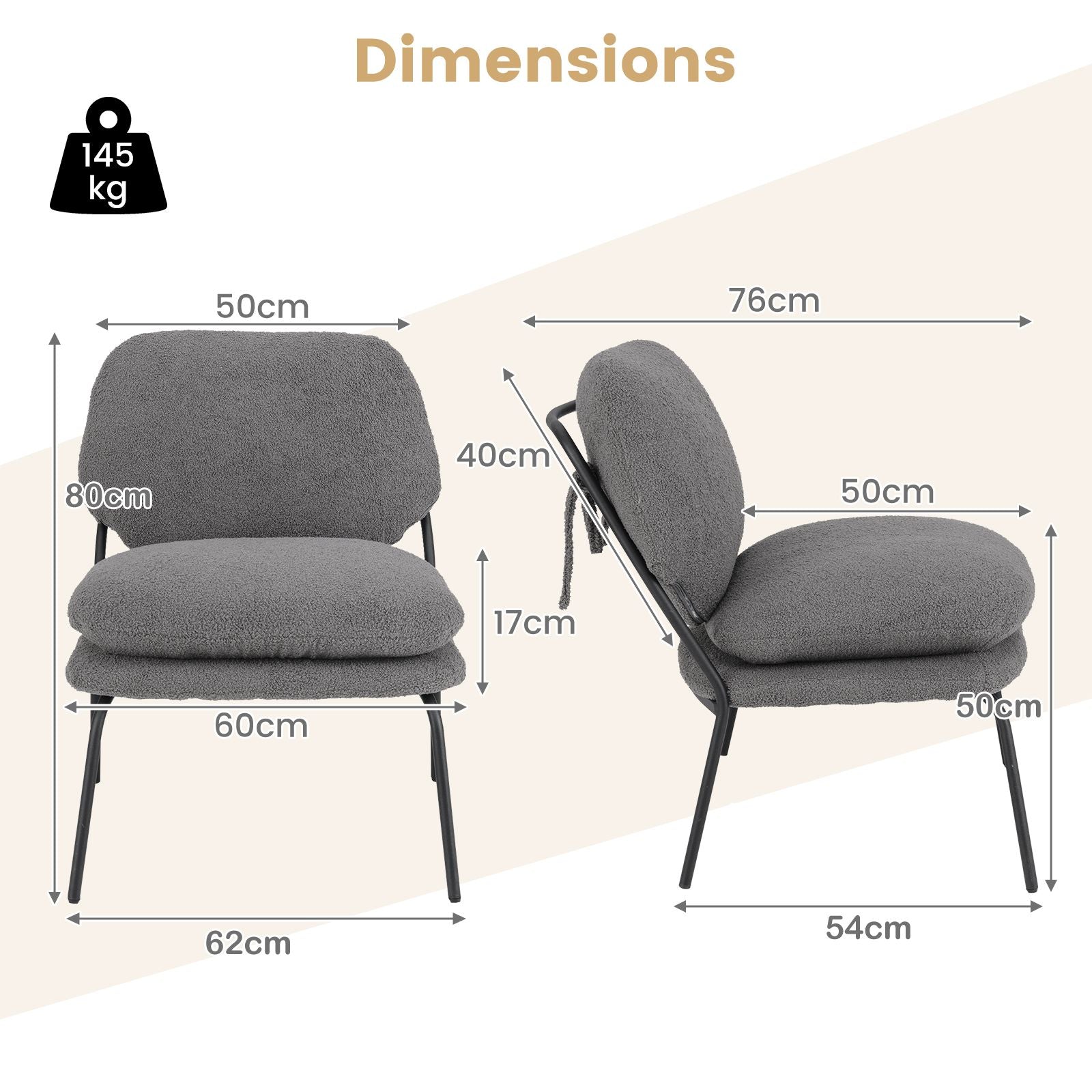 Armless Accent Chair Teddy Fleece Fabric Upholstered Leisure Chair