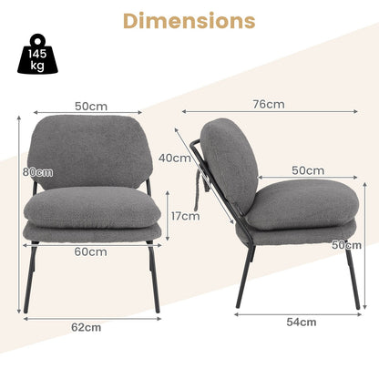 Armless Accent Chair Teddy Fleece Fabric Upholstered Leisure Chair