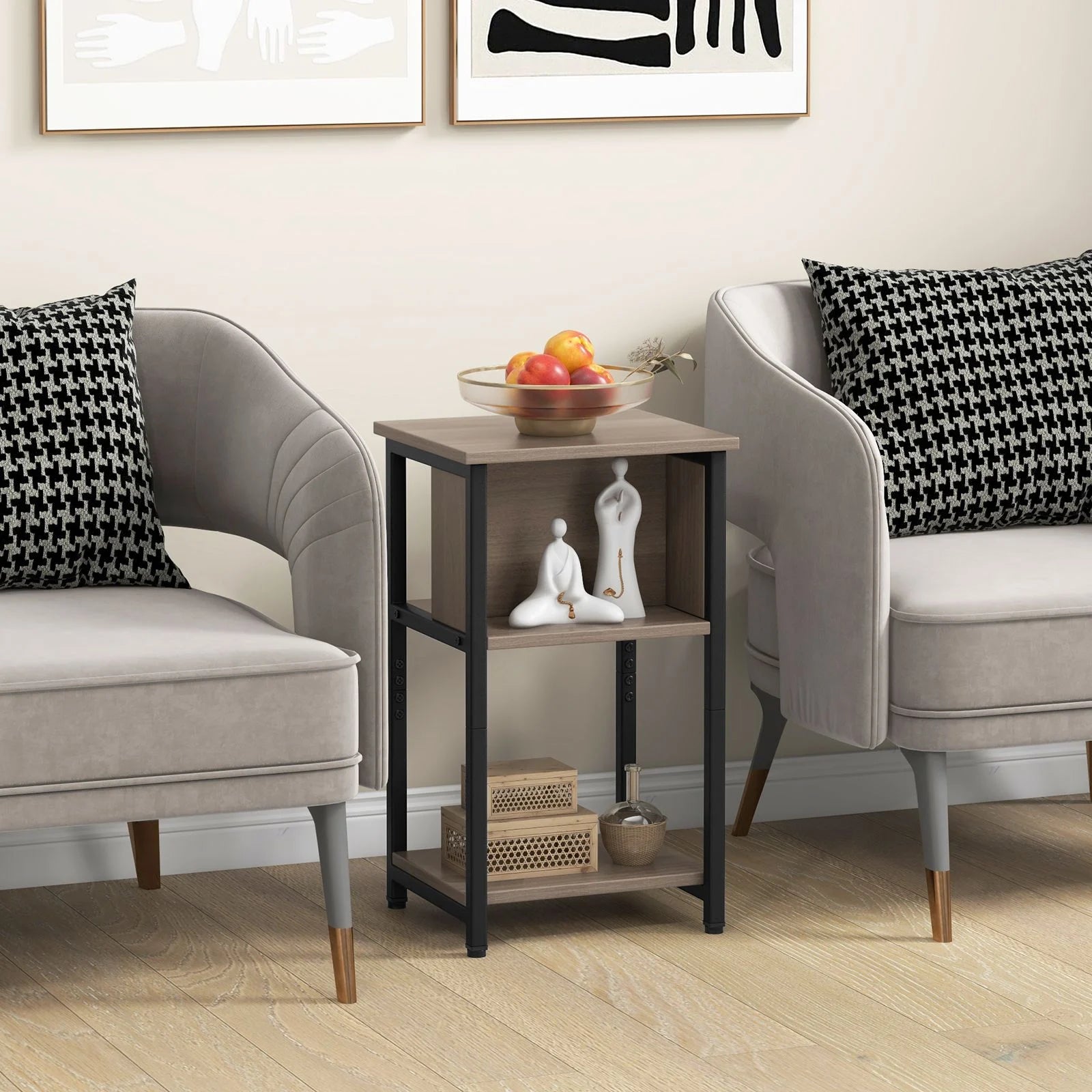 3-Tier Nightstand with Storage Shelf for Small Spaces