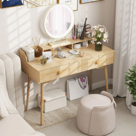 120 CM Writing Desk with Hutch and Drawers for Bedroom