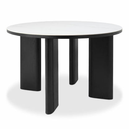 Alisa round Sintered Stone Dining Table + 4 Grey Chairs