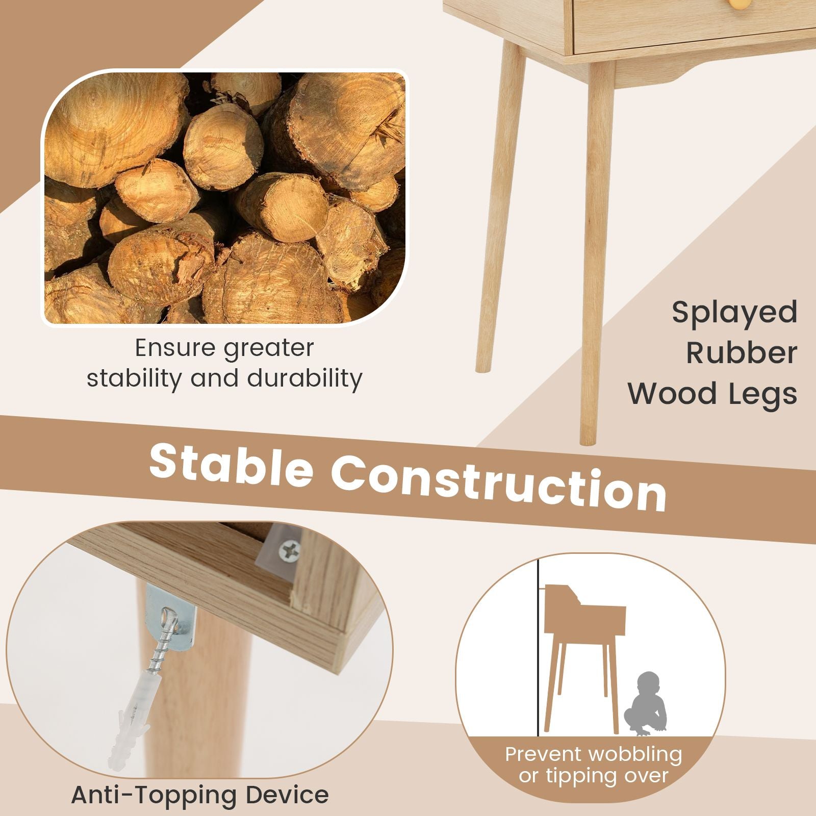 120 CM Writing Desk with Hutch and Drawers for Bedroom