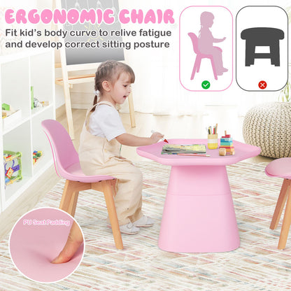 Toddler Activity Play Table with Backrest, Padded Seat and Concave Tabletop