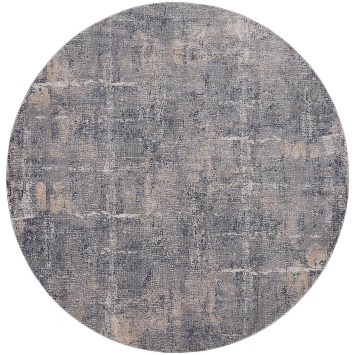 Rustic Textures Faded Blue Circle Rug, 160 Cm