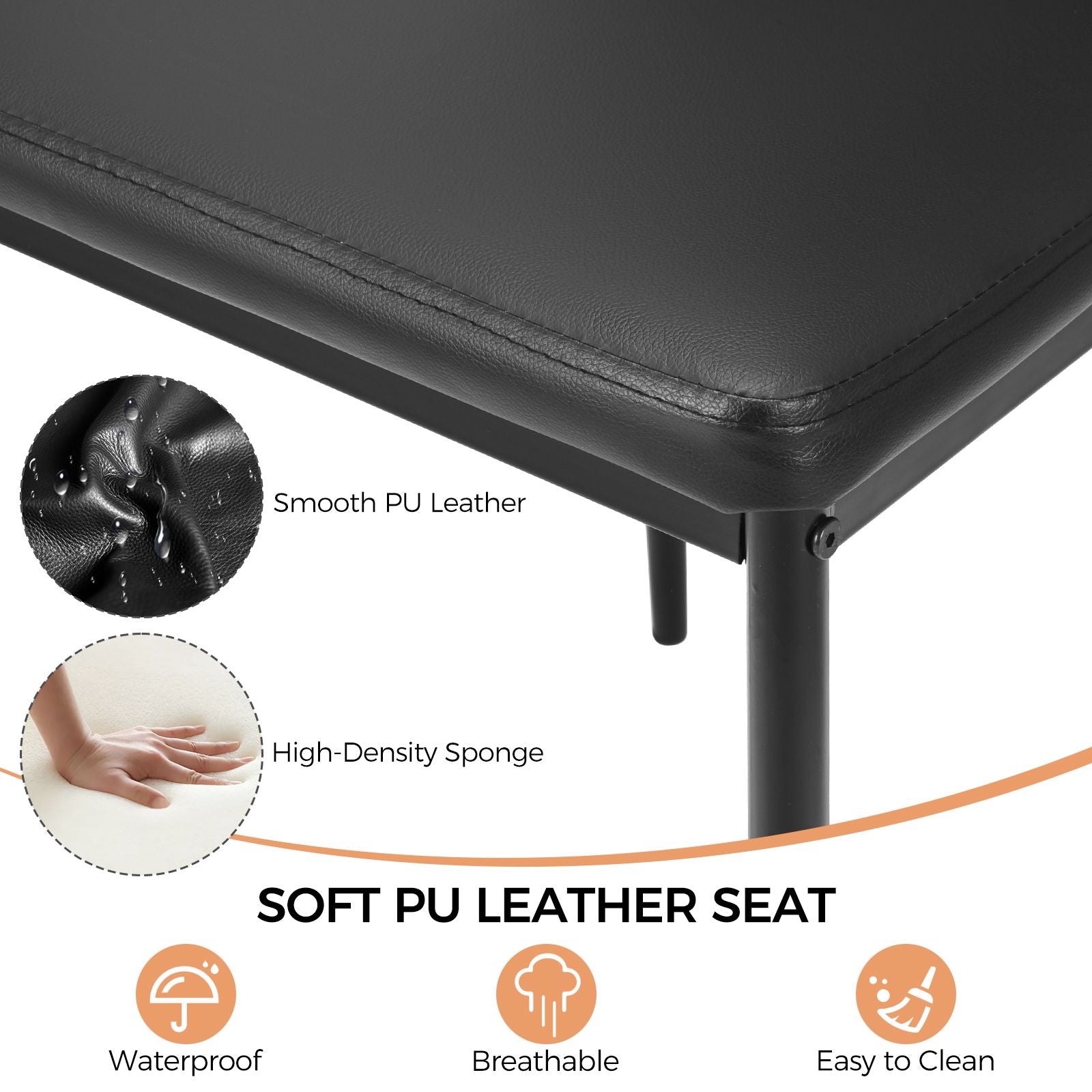 4 PCS Armless Side Chairs with Upholstered Cushion and Sturdy Metal Frame