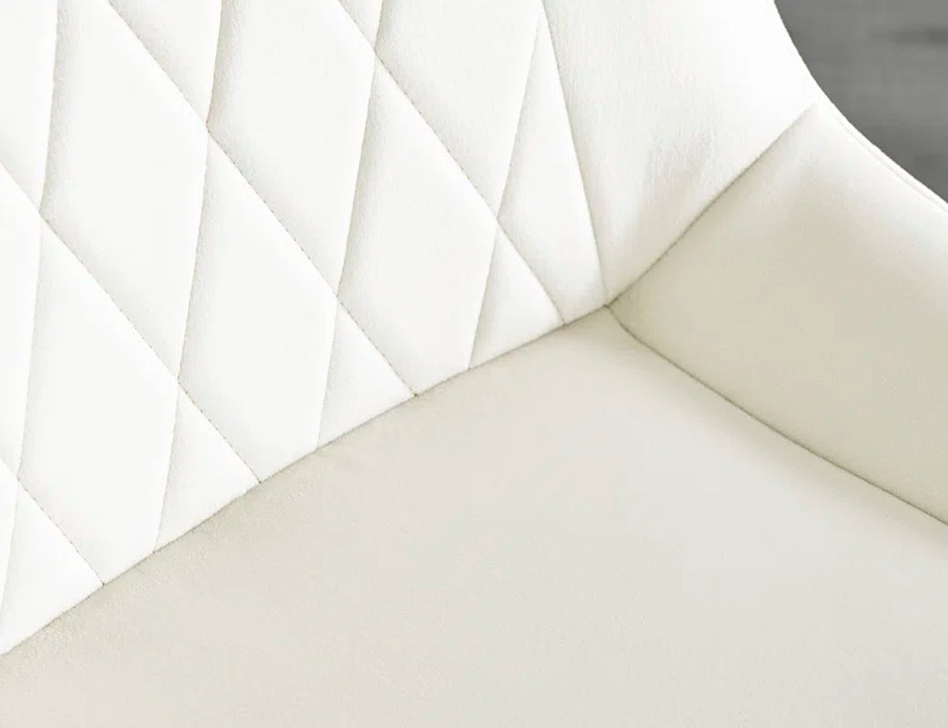 Ellis White Marble Effect Melamine round Dining Table Set with 2 Luxury Velvet Dining Chairs