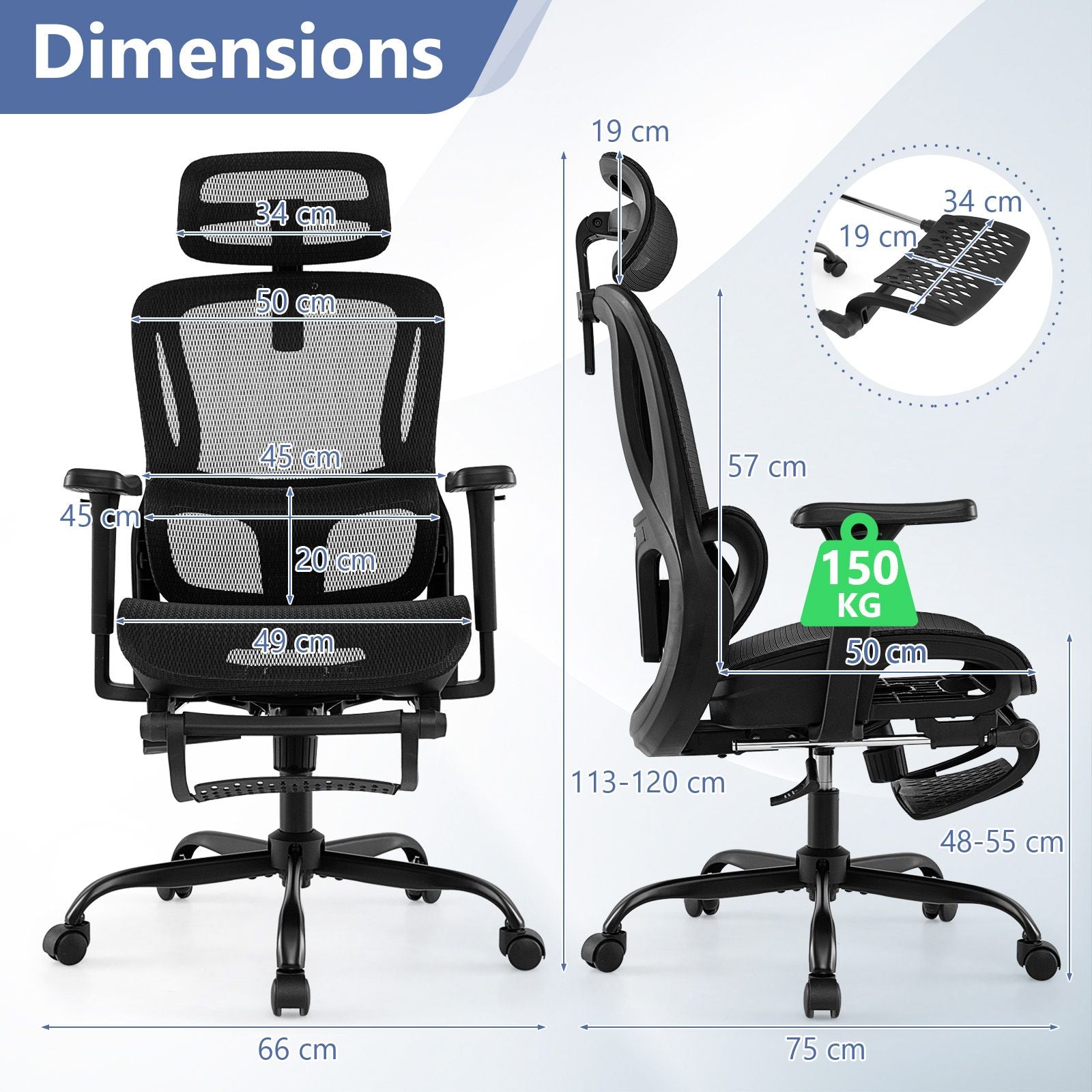 Ergonomic Office Chair Swivel Computer Desk Chair with Rotating Headrest