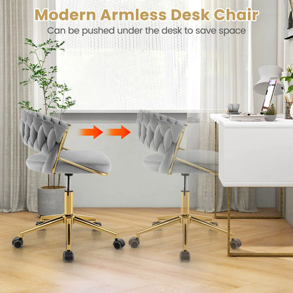 360° Swivel Home Office Desk Chair Set of 2 with Hand-Woven Back